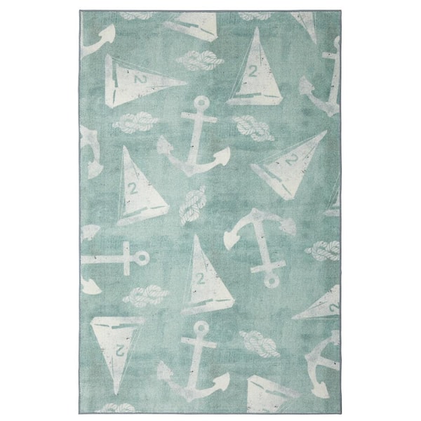 Mohawk Home Seaside Sails Teal 5 ft. x 8 ft. Area Rug