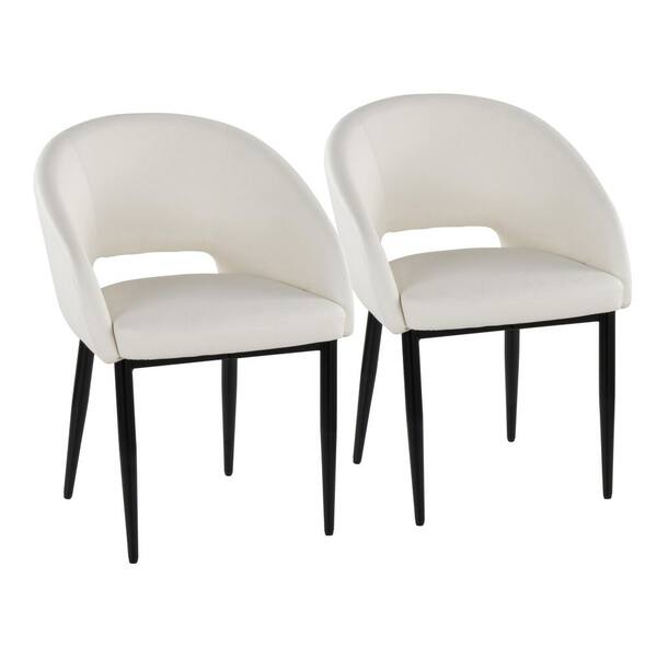 Lumisource Renee White Faux Leather and Black Metal Side Chair