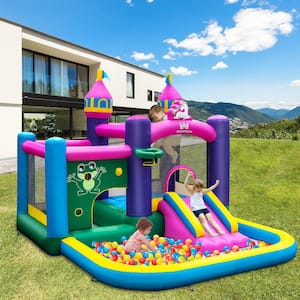 Inflatable Unicorn-themed Bounce House 6-in-1 Kids Bounce Castle Blower Excluded