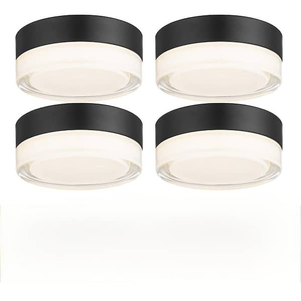 6 in. 1 Light Black 14-W Integrated LED Flush Mount Ceiling Light 5CCT Dimmable 4 Pack