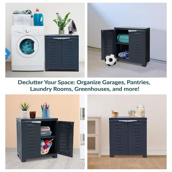 Sunnydaze Heavy-Duty Plastic Storage 23.25 in. W x 25.5 in. H x