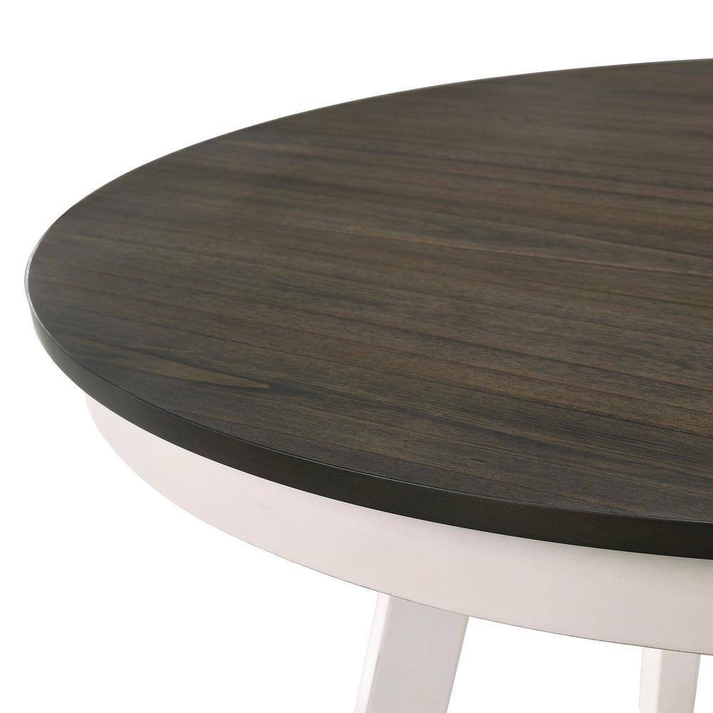 New Classic Furniture Maisie 5-Piece Solid Wood Round Table Set in White/Brown