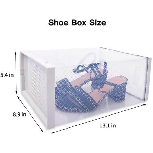 Siavonce 8-Pair Plastic Stackable Clear Shoe Storage Shoe Boxes, Storage  Bins Shoe Container Organize, White DB-ZX-D0102HPFMYW - The Home Depot