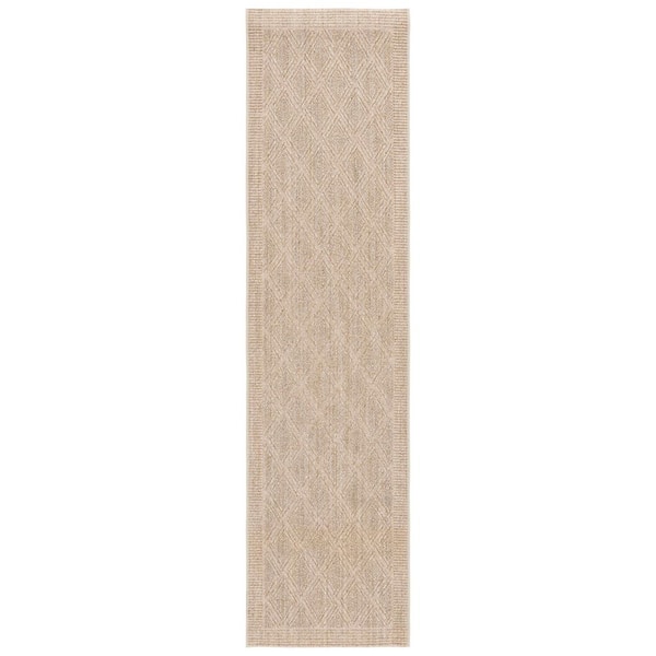 Palm Beach 2 ft. x 12 ft. Sand Geometric Runner Rug