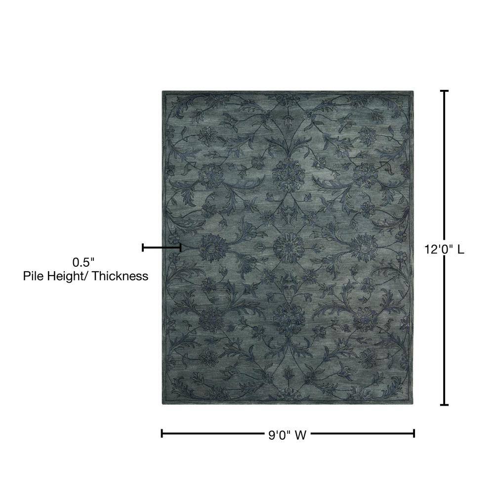 Handmade Heirloom Gray Wool 9' x 12' Tufted Area Rug
