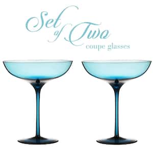 Luxurious and Elegant Blue Tinted 9.9 oz. Coupe Cocktail Glass (Set of 2)