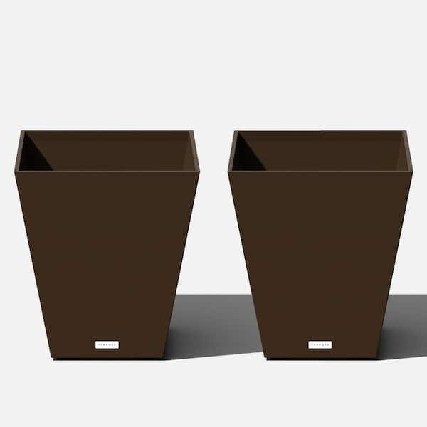 Veradek Nobleton 18 in. Espresso Plastic Square Planter (2-Pack)