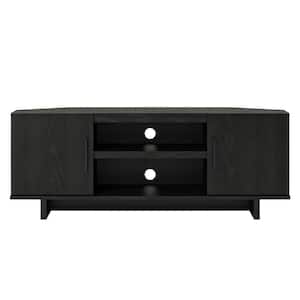 Julia 48 in. Black Oak Particle Board Corner TV Stand Fits TVs Up to 50 in. with Cable Management