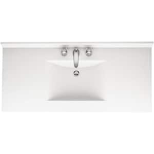 Contour 49 in. W x 22 in. D Solid Surface Vanity Top with Sink in White