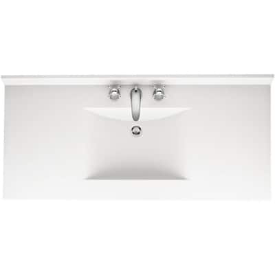 Contour 43 in. W x 22 in. D Solid Surface Vanity Top with Sink in White