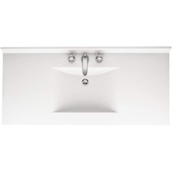 Swan Contour 43 in. W x 22 in. D Solid Surface Vanity Top with Sink in White