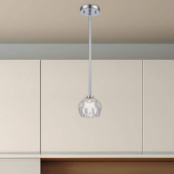 Sequoia 1-Light Polished Chrome Modern Mini Pendant Light Fixture with Clear Glass Shade