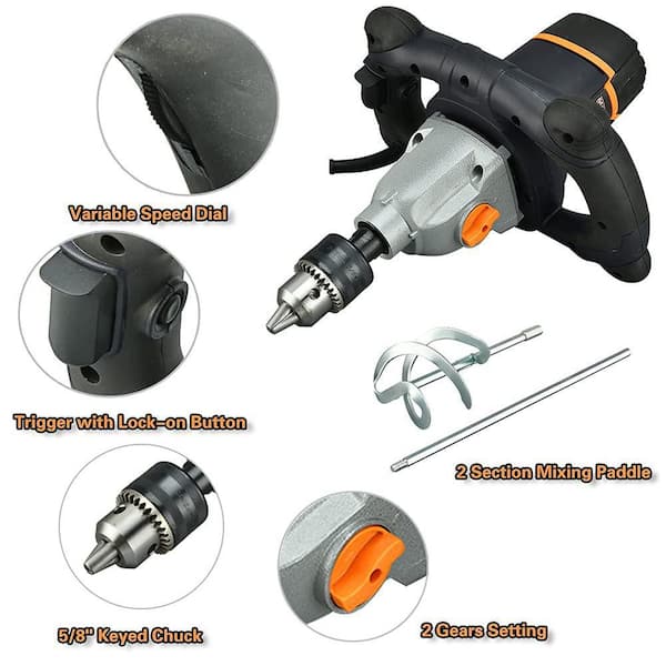 13 Amp 5/8 in. Corded Drill/Driver with 100mm Large Spiral Mixing Paddle