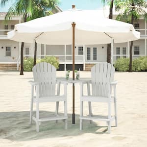 Classic White Tall Balcony Adirondack Chair with Removable Side Table (2-Pack)