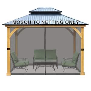 10 ft. x 13 ft. Universal Replacement Mosquito Netting for Patio Gazebos with Zippers (Mosquito Net Only) - Gray