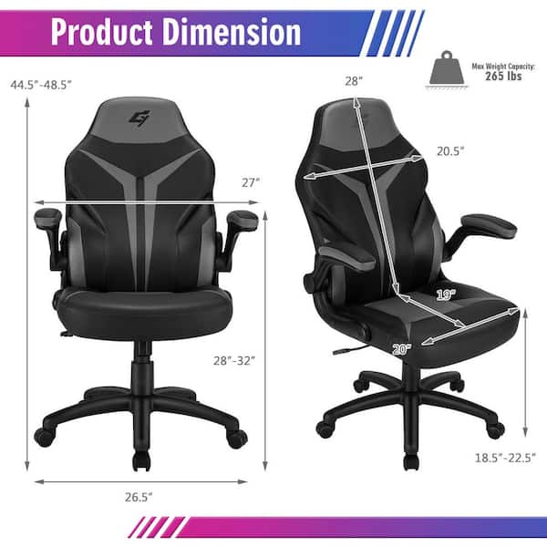 Gymax High Back Gaming Chair Height, High Back Office Chair Dimensions
