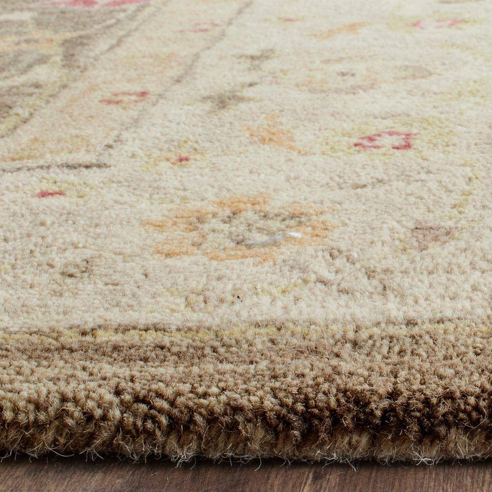 Handmade Gray Floral Wool Area Rug, 6' x 9'