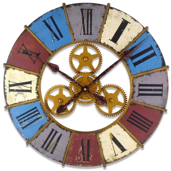Infinity Instruments 24 in. x 24 in. Geared Kaleidoscope Round Wall Clock