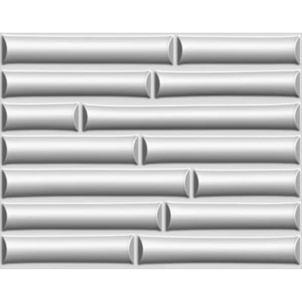 Falkirk Fifer 31 in. x 25 in. Paintable Off White Abstract Bamboo Shoots Fiber Decorative Wall Paneling