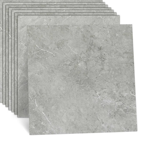 Jeedeson 24 Tiles 4 MIL x 18 in. x 18 in. Peel and Stick Water Resistant Luxury Vinyl Tile Flooring, Grey Marble (54 sq. ft./Box)