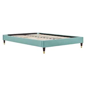Harlow Mint Green Velvet Queen Performance Platform Bed Frame