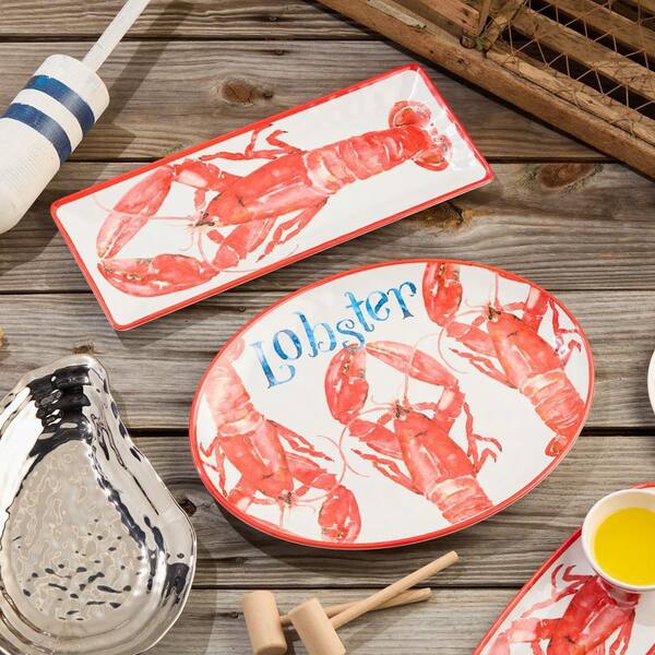 Certified International 13.5 in. Blue Beach House Lobster Melamine