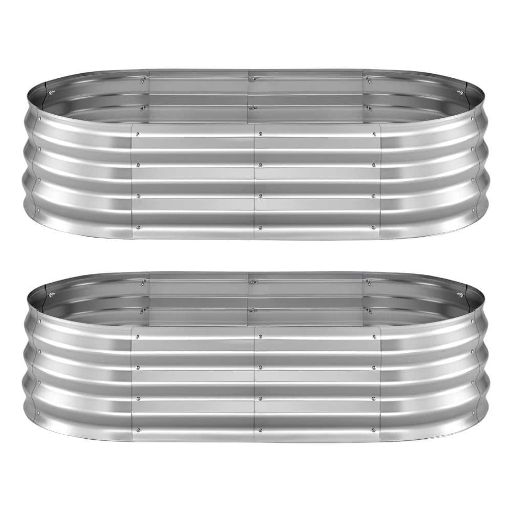 4 ft. x 2 ft. x 1 ft. Silver OvalMetal Galvanized Raised Garden