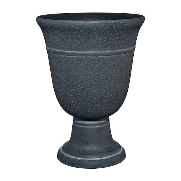 CHG CLASSIC HOME & GARDEN 13.4 in. W x 18.2 in. H Samsara Grey Composite Urn Plastic Pot with Drainage Plug