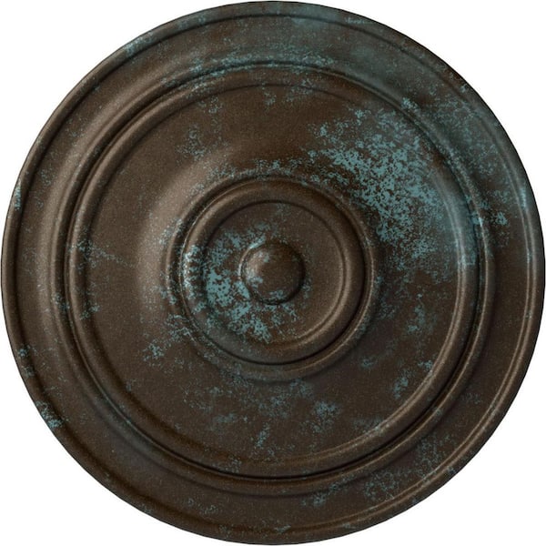 Ekena Millwork 21-7/8" x 2-3/8" Classic Urethane Ceiling Medallion (For Canopies upto 5-1/2"), Hand-Painted Bronze Blue Patina