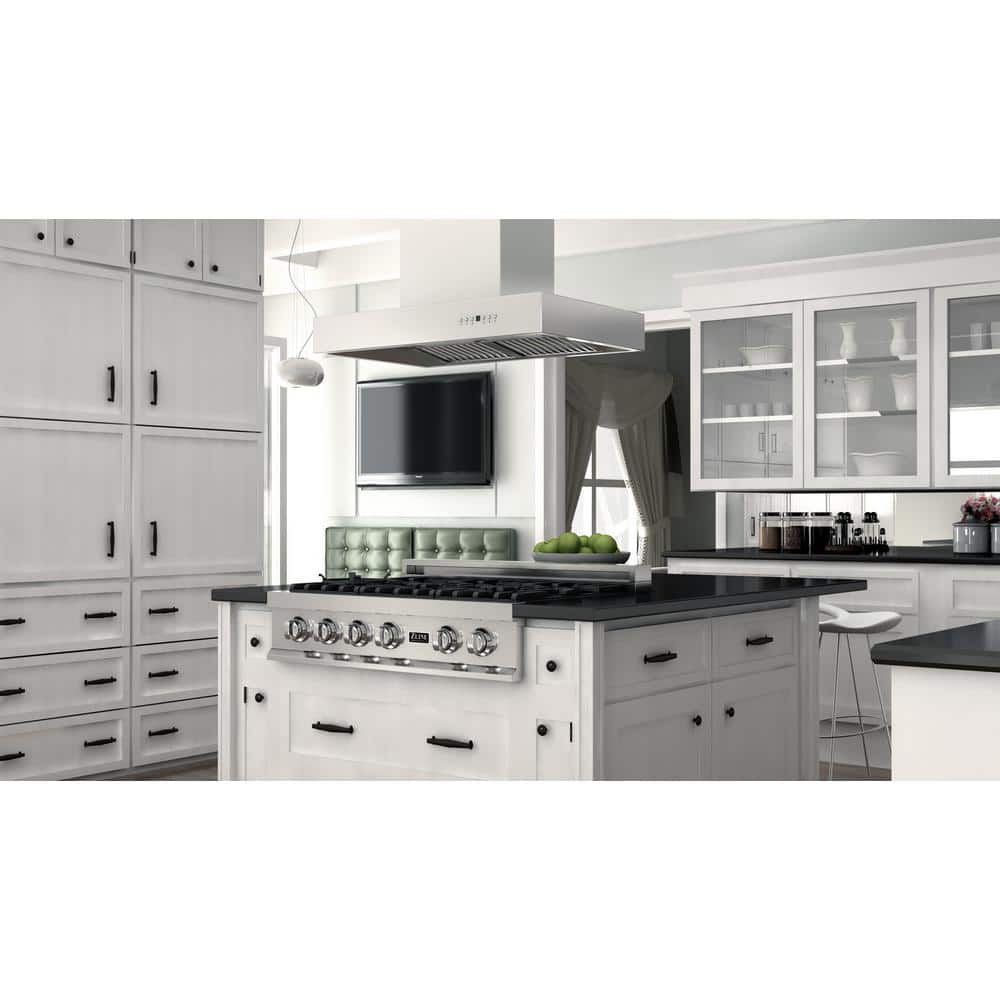36" Brushed Stainless Steel Island Range Hood