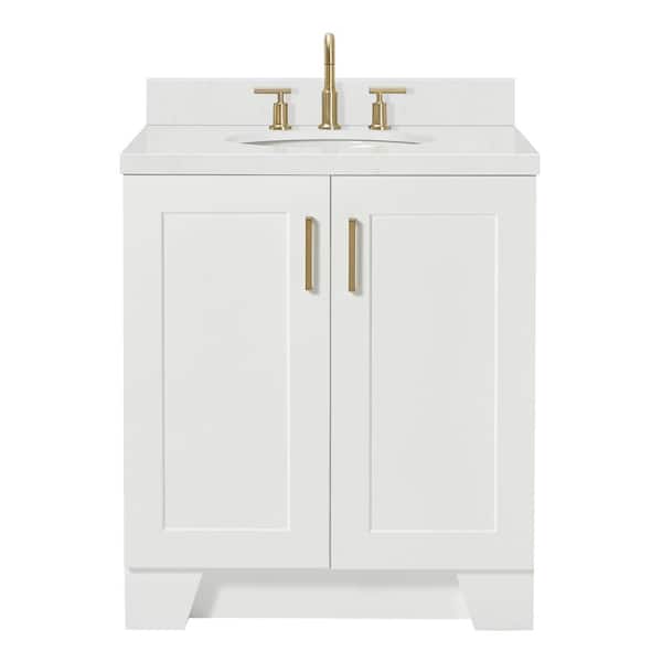 Taylor 30 in. W x 22 in. D x 36 in. H Single Sink Freestanding Bath Vanity in White with Carrara Quartz Top