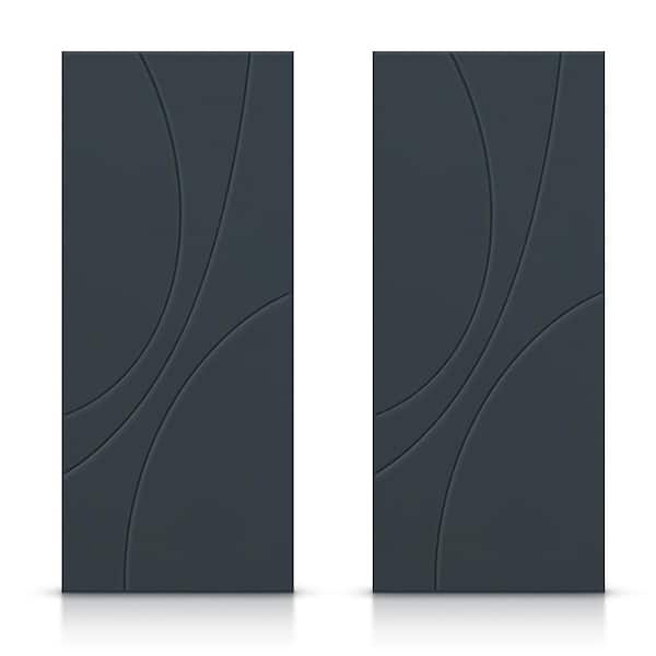 CALHOME 48 in. x 80 in. Hollow Core Charcoal Gray Painted Composite MDF Interior Double Closet Sliding Doors