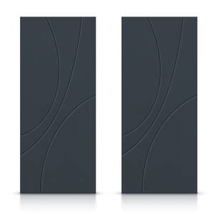60 in. x 84 in. Hollow Core Charcoal Gray Painted Composite MDF Interior Double Closet Sliding Doors