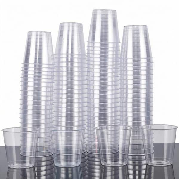 1 oz. Disposable Plastic Shot Glasses with Hard for Sauce, Sample Tasting, Jello Shots, and Pudding (100-Pack)