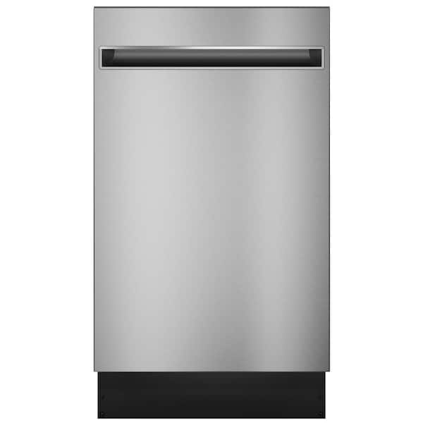 GE Profile 18 In. Top Control Standard Built-In Dishwasher in Stainless Steel with 3-Cycles