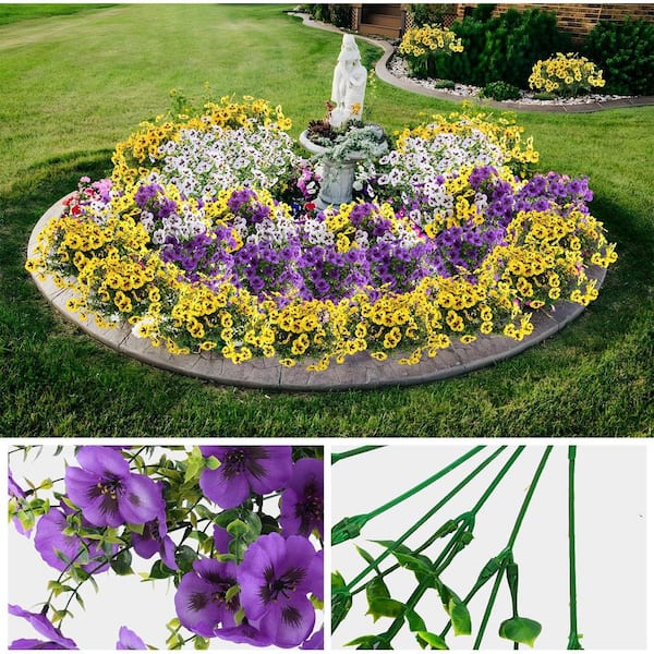 14.18 in. Artificial Silk Pansies Flowers for Outdoor Indoor, 18