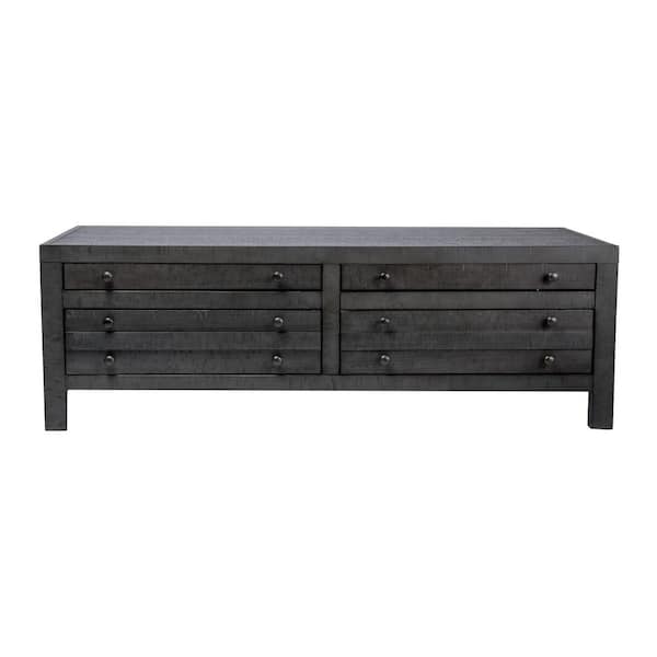 Best Quality Furniture Ram 54 in. L Rustic Grey Rectangle Wood Top Coffee Table