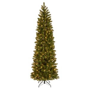 7-1/2 ft. Feel Real Down Swept Douglas Fir Pencil Slim Hinged Artificial Christmas Tree with 350 Clear Lights