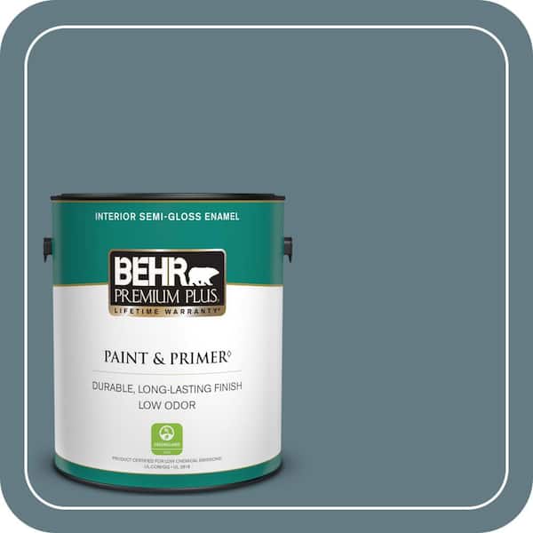 BEHR PREMIUM PLUS 1 gal. #540F-5 Smokey Blue Semi-Gloss Enamel Low Odor Interior Paint & Primer