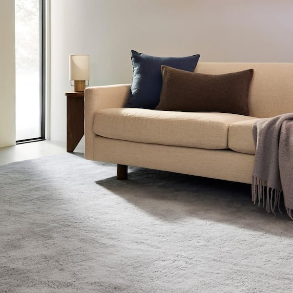 9 ft. x 12 ft. Grey Gaia New Zealand Wool Shag Indoor Area Rug