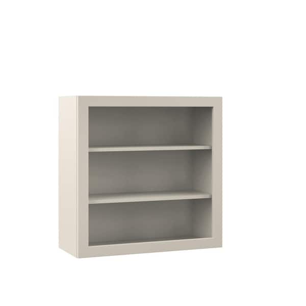 Hampton Bay Designer Series Melvern 33 in. W x 12 in. D x 30 in. H Assembled Shaker Wall Open Shelf Kitchen Cabinet in Cloud