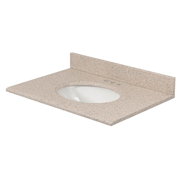 61 in. Granite Vanity Top in Montesol with White Basin 61 in. Granite Vanity Top in Montesol with White Basin