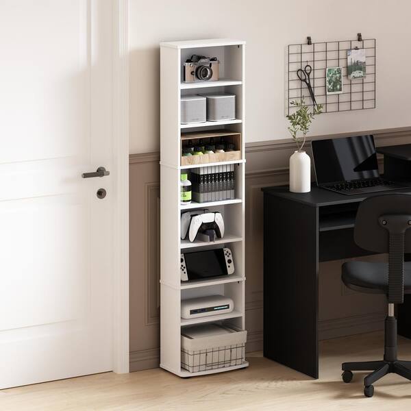 Furinno Jaya Space Saving Multimedia Storage Tower, White 17057WH