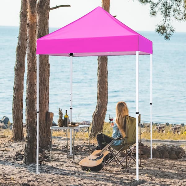 COOS BAY 5 ft. x 5 ft. Pink Portable Instant Pop Up Canopy with