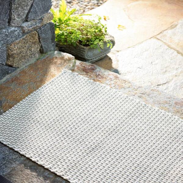 Two-Tone Rope Handwoven Platinum/White 3 ft. x 18 ft. Outdoor Runner Rug