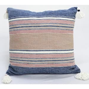 Colorful 22 in. x 22 in. Throw Pillow for Couch with Tassels