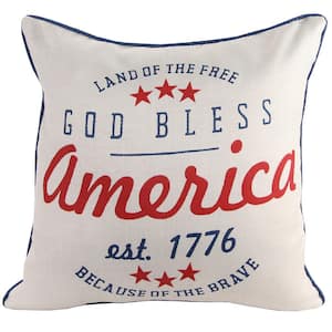 18 in. L x 18 in. W x 5 in. T Reversible God Bless America Outdoor Throw Pillow