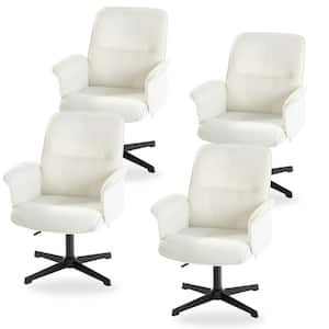 Thomasina Fabric Modern Upholstered Swivel Office Chair Ergonomic Adjustable Height Task Chair in Ivory Set of 4