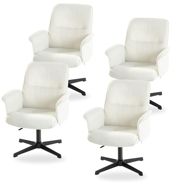 Homy Casa Thomasina Fabric Modern Upholstered Swivel Office Chair Ergonomic Adjustable Height Task Chair in Ivory Set of 4