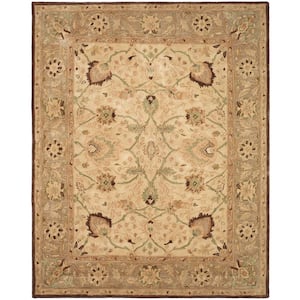 Anatolia Ivory/Brown 9 ft. x 12 ft. Border Floral Area Rug